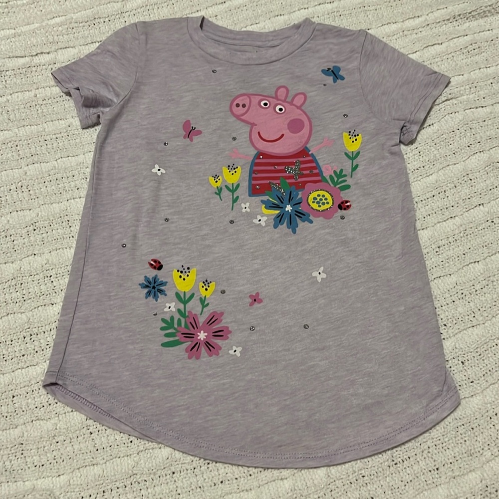 Size 6 Floral Purple Peppa Pig T-Shirt